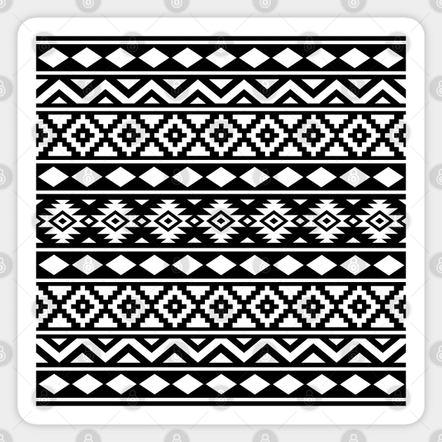 Aztec Essence Pattern White on Black Sticker by NataliePaskell